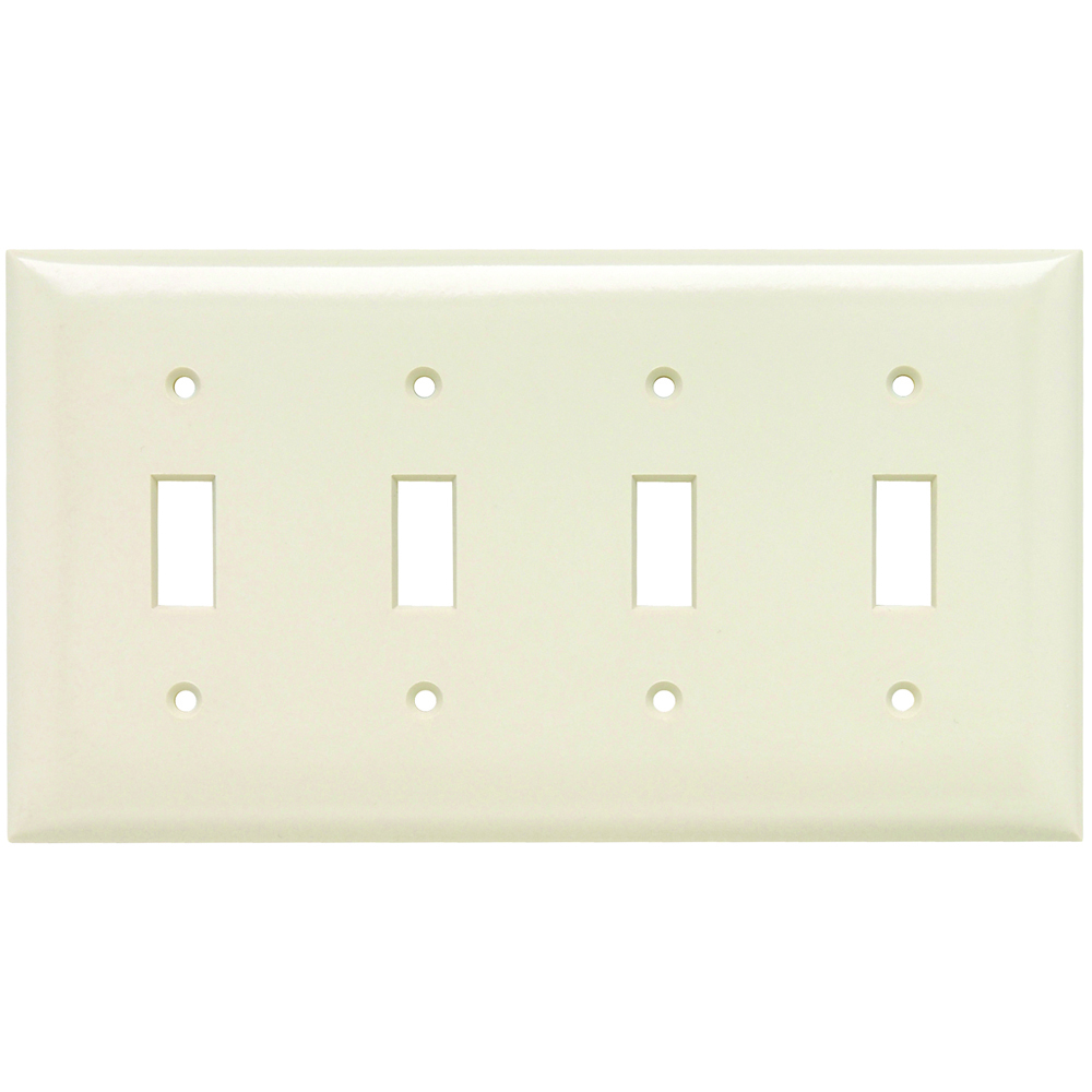 SP4LA 4-Gang Thermoset Wall Plate, 4 Toggle Switch Openings, Light Almond