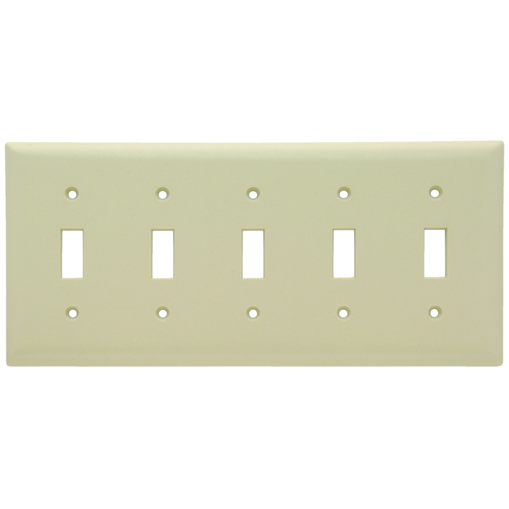 SP5I 5-Gang Thermoset Wall Plate, 5 Toggle Switch Openings, Ivory