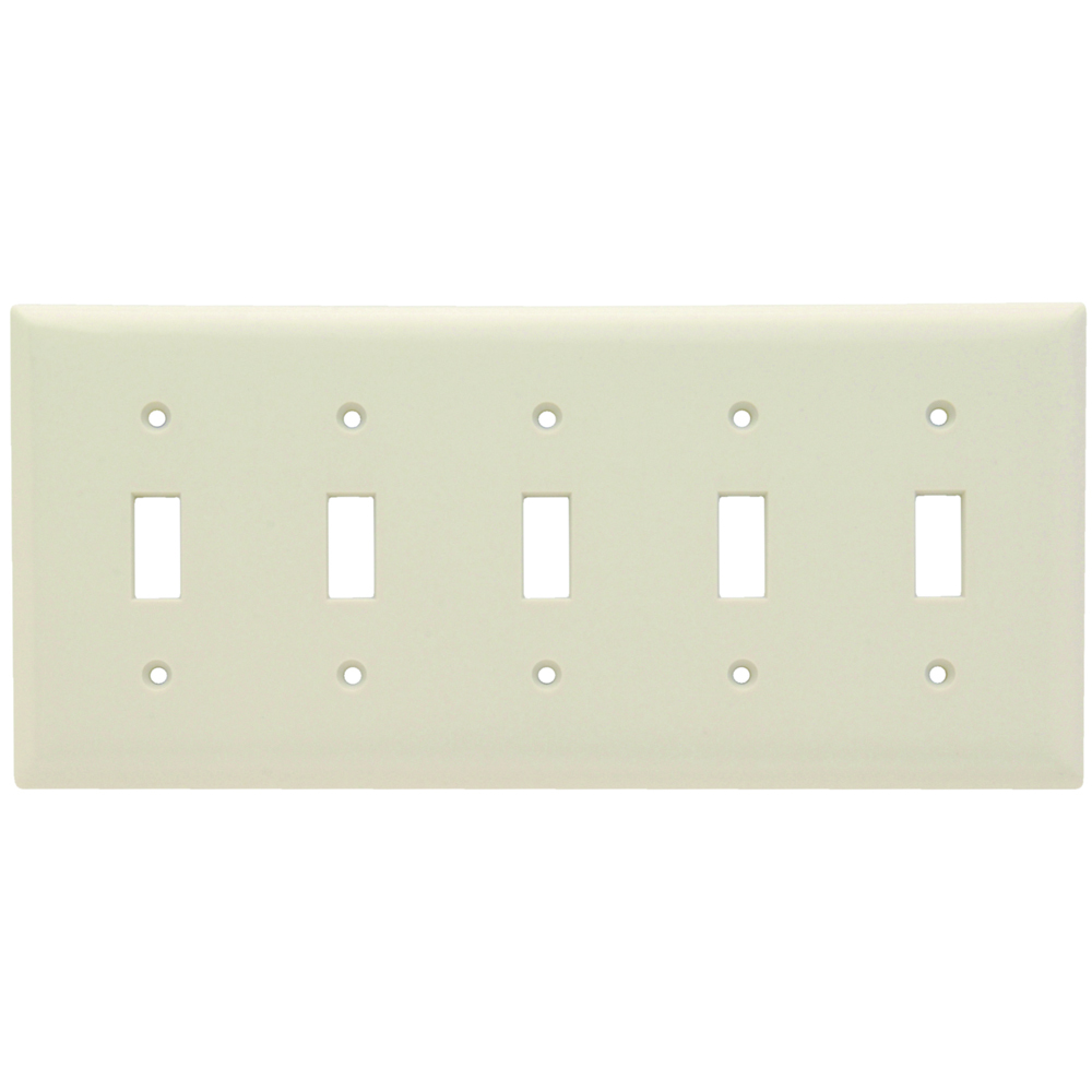 SP5LA 5-Gang Thermoset Wall Plate, 5 Toggle Switch Openings, Light Almond