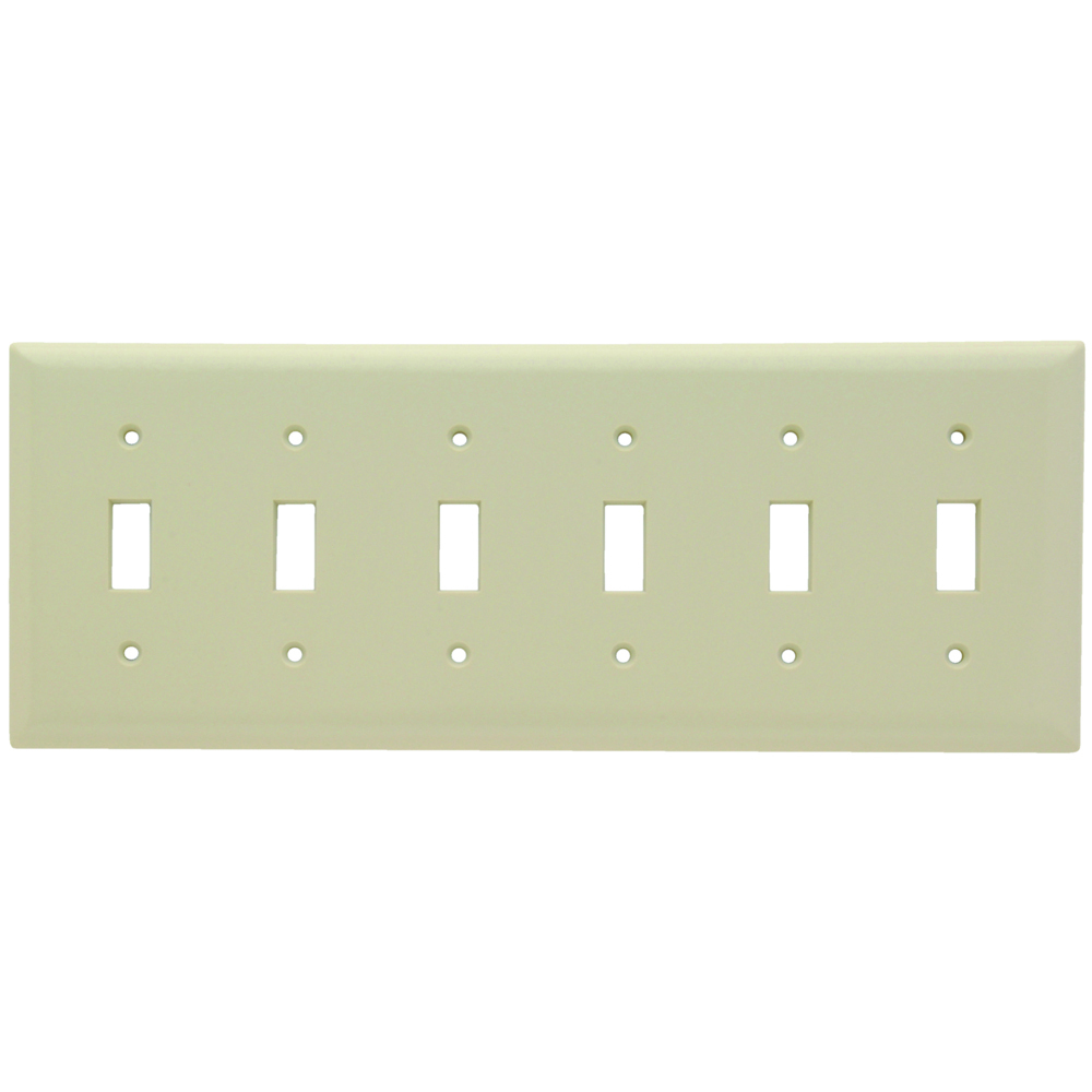 SP6I 6-Gang Thermoset Wall Plate, 6 Toggle Switch Openings, Ivory
