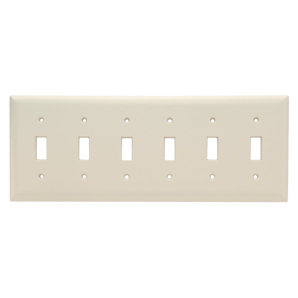 SP6LA 6-Gang Thermoset Wall Plate, 6 Toggle Switch Openings, Light Almond