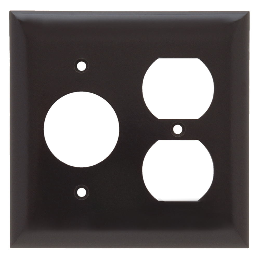 SP78 2-Gang Thermoset Wall Plate, 1 Single Receptacle, 1 Duplex Receptacle, Brown