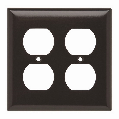 SP82 2-Gang Thermoset Wall Plate, 2 Duplex Receptacle Openings, Brown