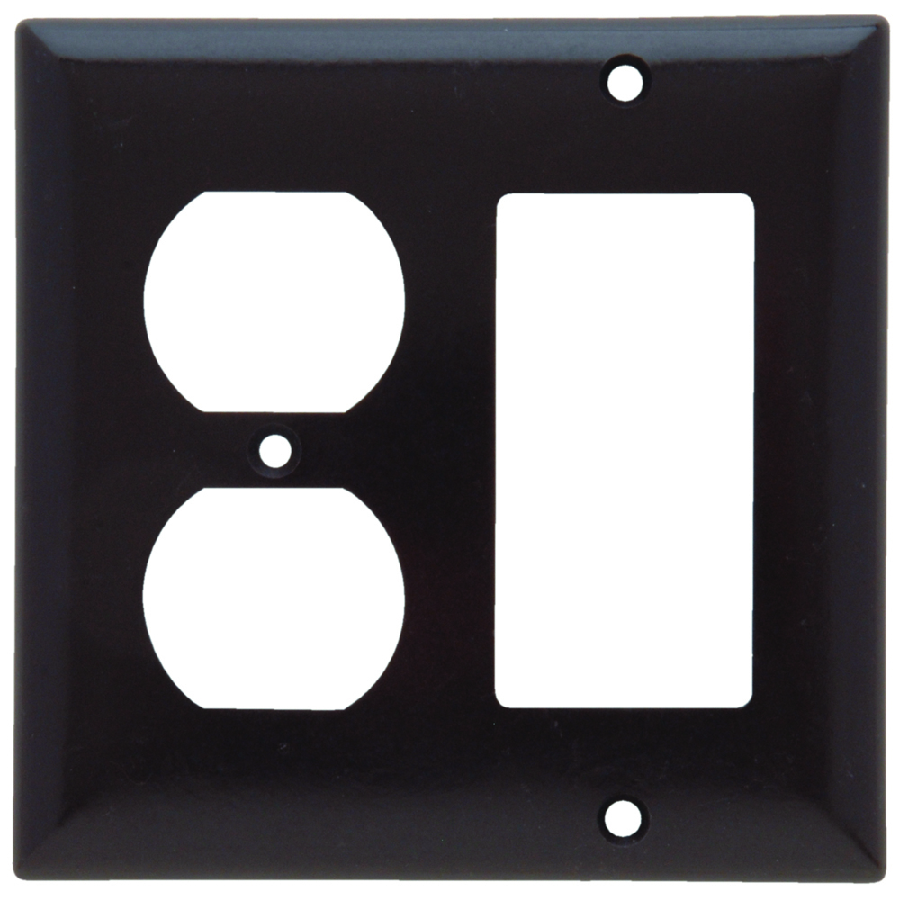 SP826 2-Gang Thermoset Wall Plate, 1 Duplex Receptacle, 1 Decorator, Brown