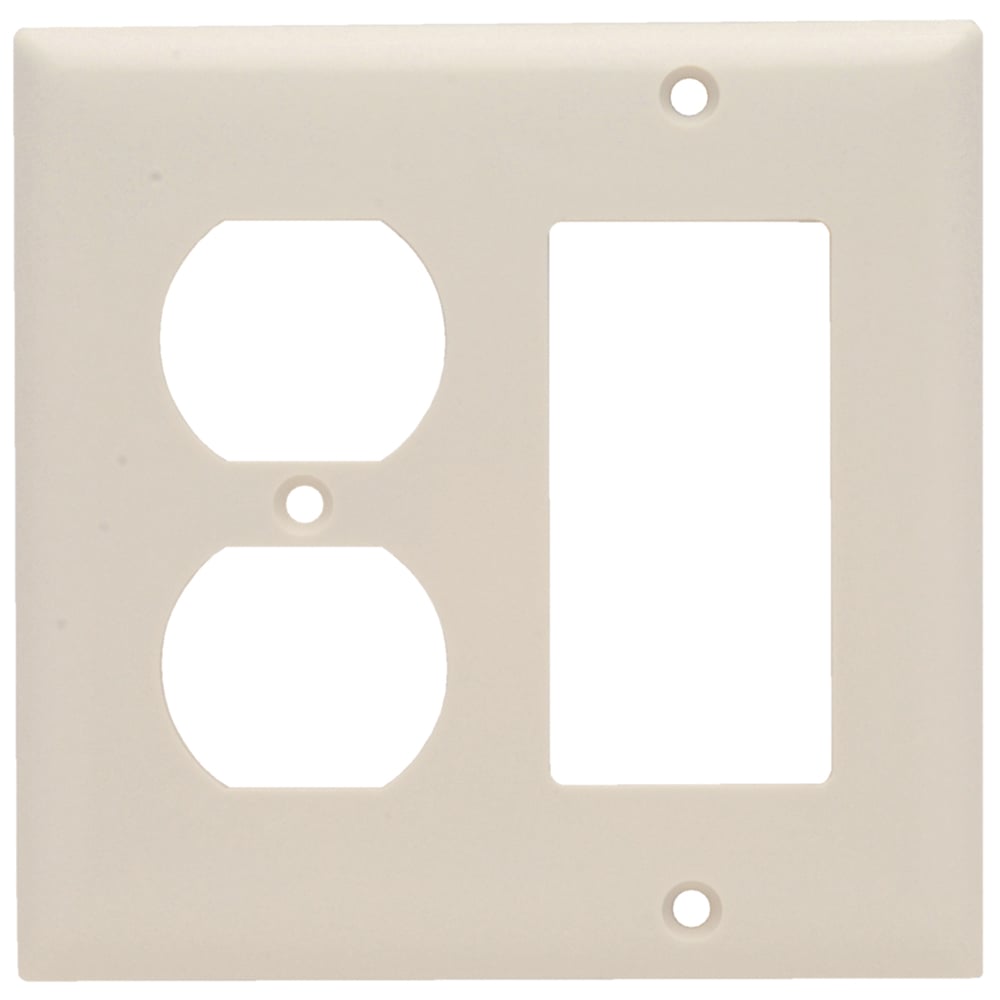 SP826LA 2-Gang Thermoset Wall Plate, 1 Duplex Receptacle, 1 Decorator, Light Almond