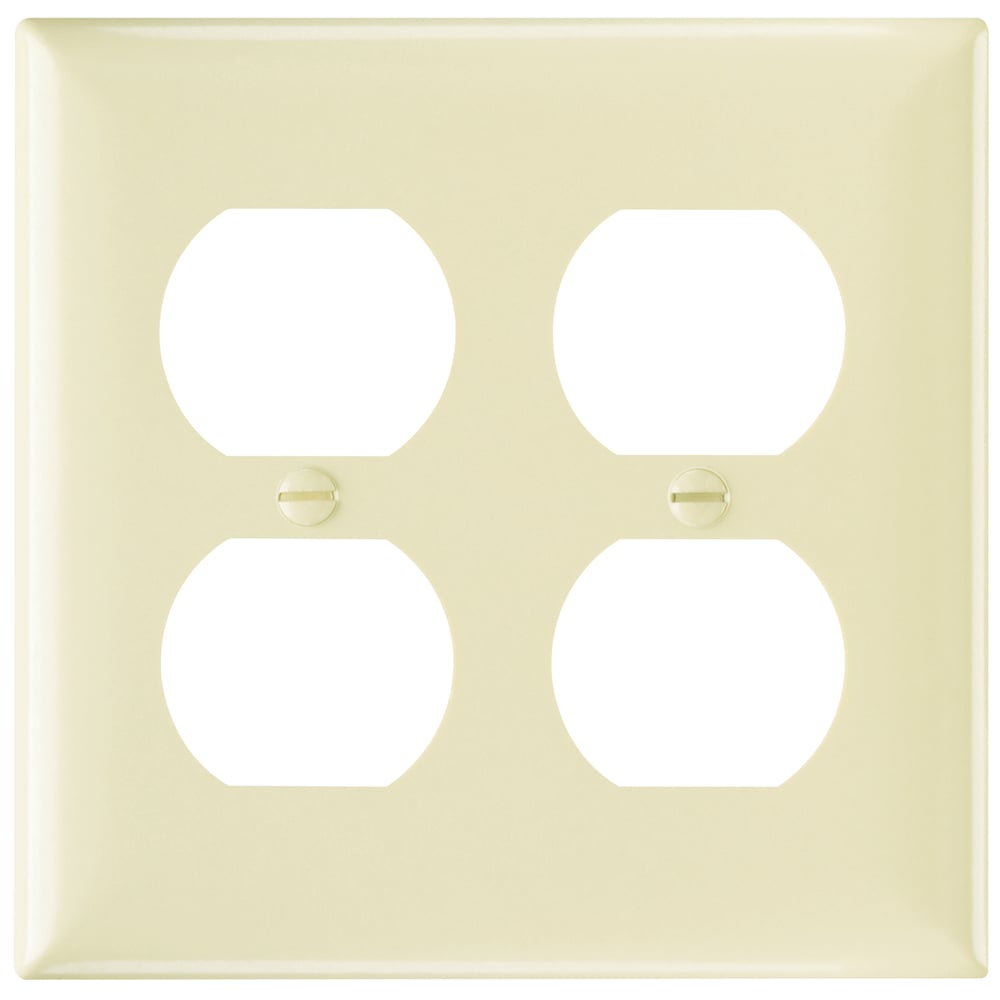 SP82I 2-Gang Thermoset Wall Plate, 2 Duplex Receptacle Openings, Ivory
