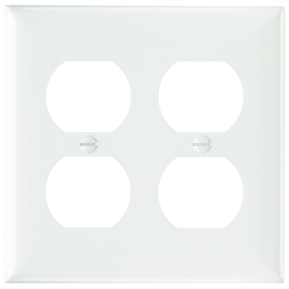 SP82W 2-Gang Thermoset Wall Plate, 2 Duplex Receptacle Openings, White