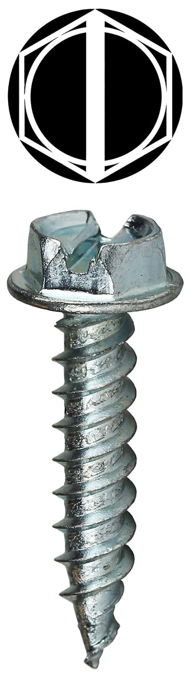 SP834 Sharpeez Screw, #8, 3/4 in OAL, Hex Washer Head, Slotted Drive, Steel, Zinc Plated