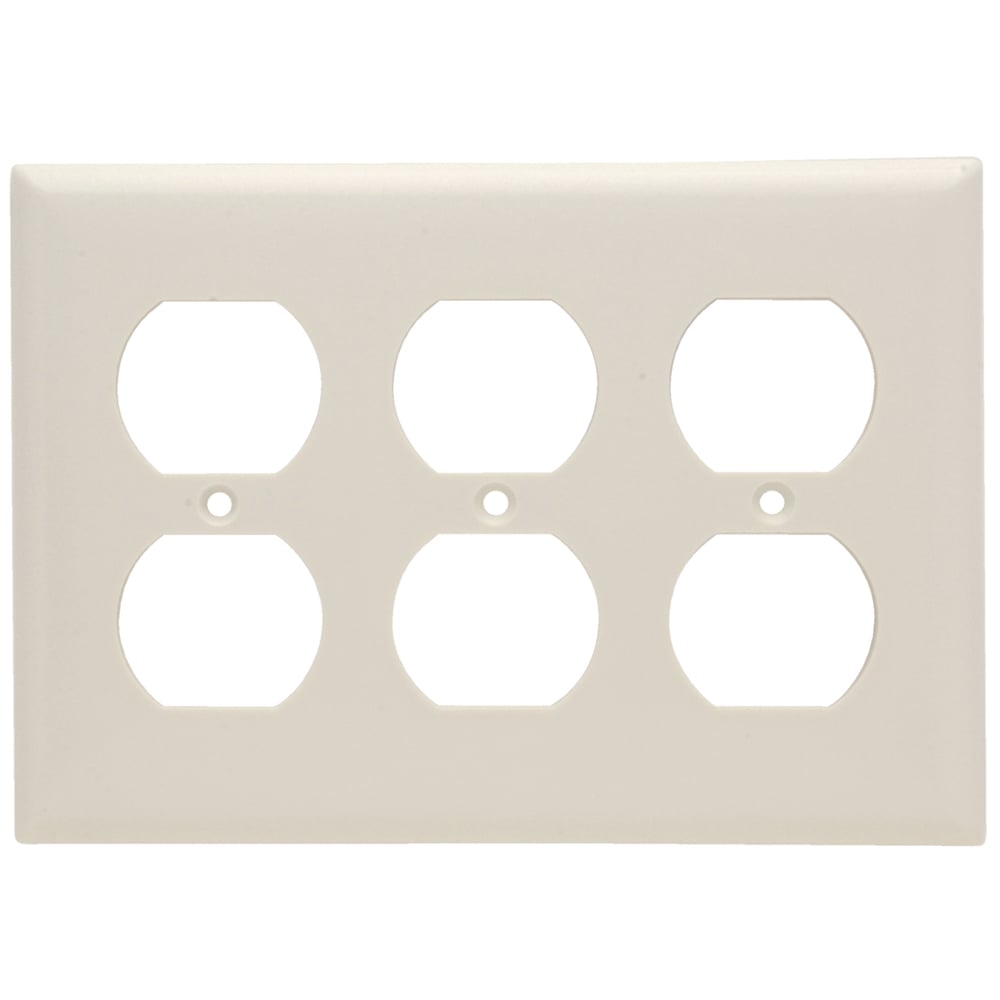 SP83LA 3-Gang Thermoset Wall Plate, Duplex Receptacle Openings, Light Almond