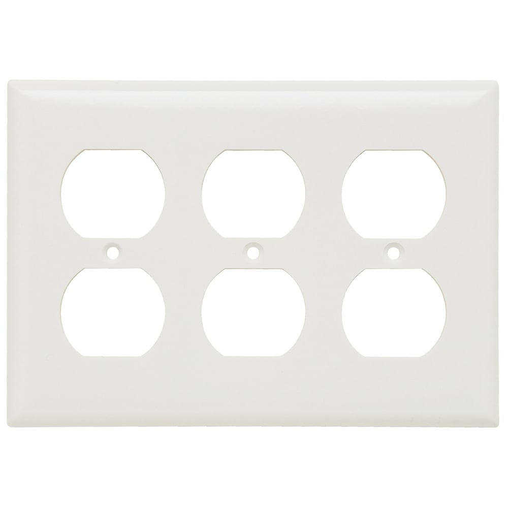 SP83W 3-Gang Thermoset Wall Plate, Duplex Receptacle Openings, White
