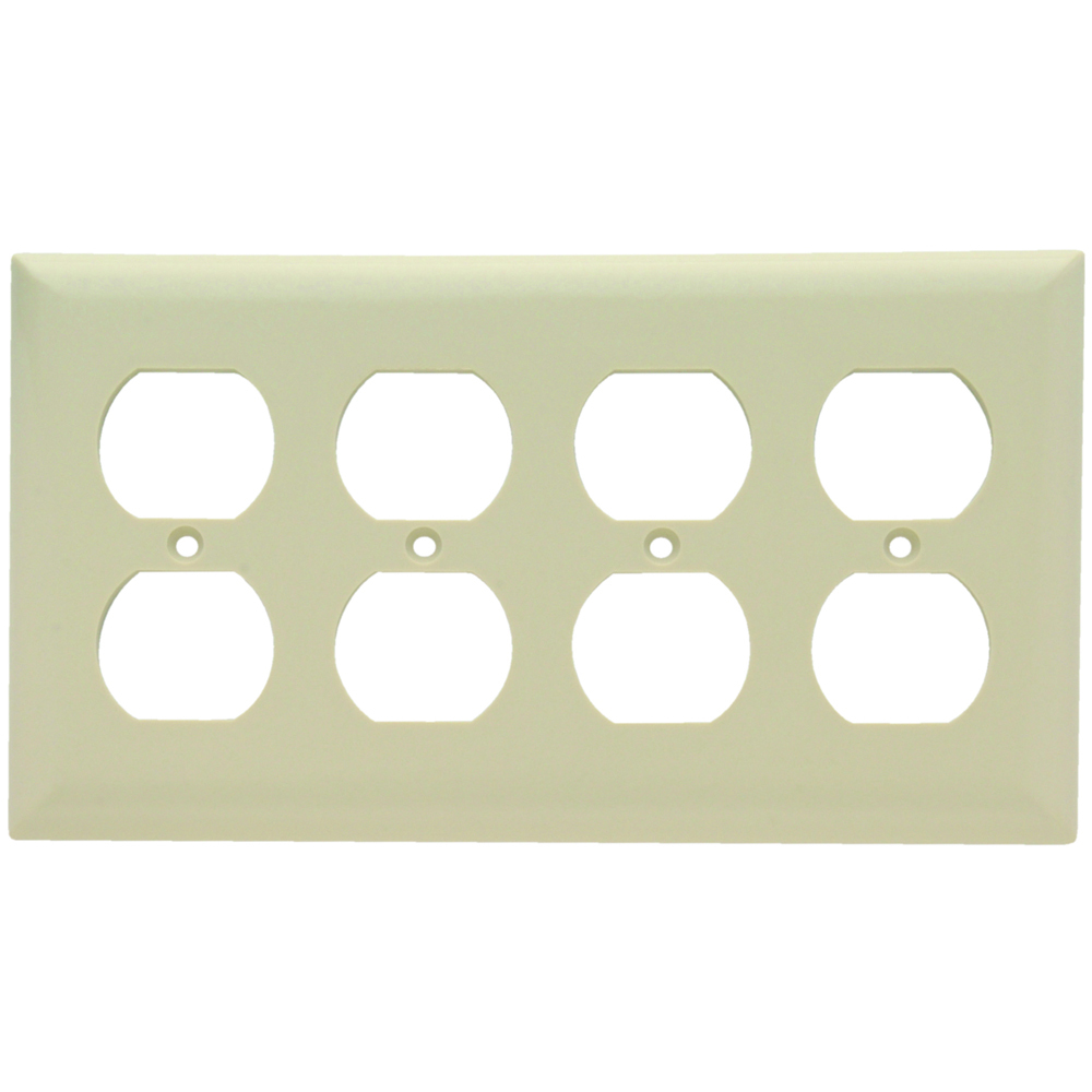 SP84I 4-Gang Thermoset Wall Plate, 4 Duplex Receptacle Openings, Ivory