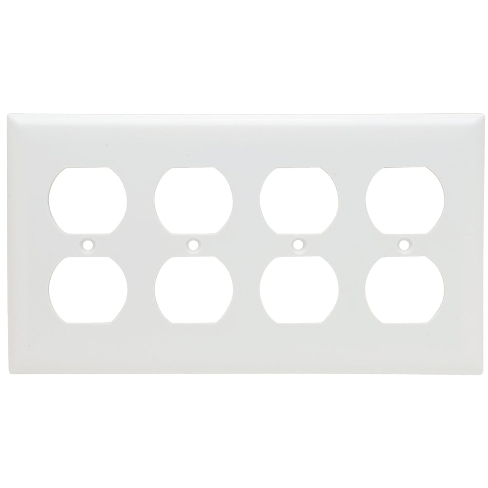 SP84W 4-Gang Thermoset Wall Plate, 4 Duplex Receptacle Openings, White