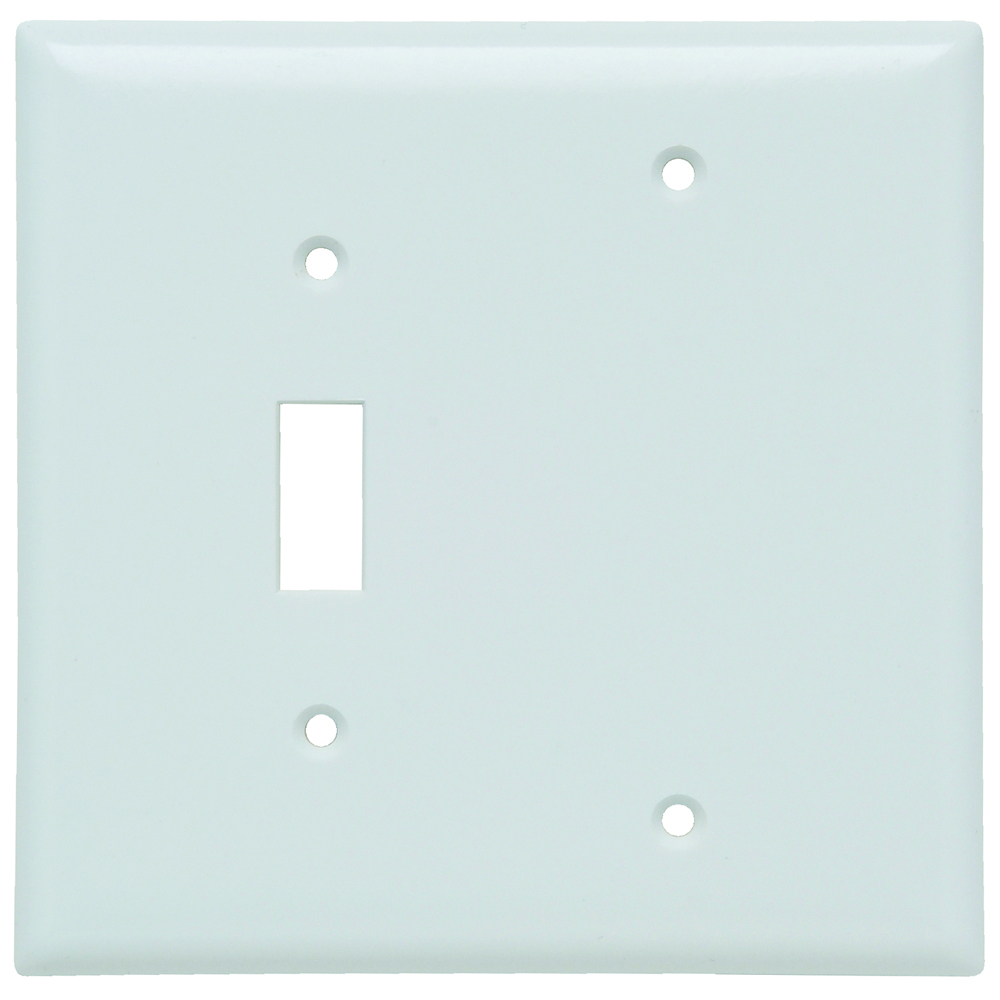 SPJ113W Combination Openings, 1 Toggle Switch and 1 Blank, Two Gang, White