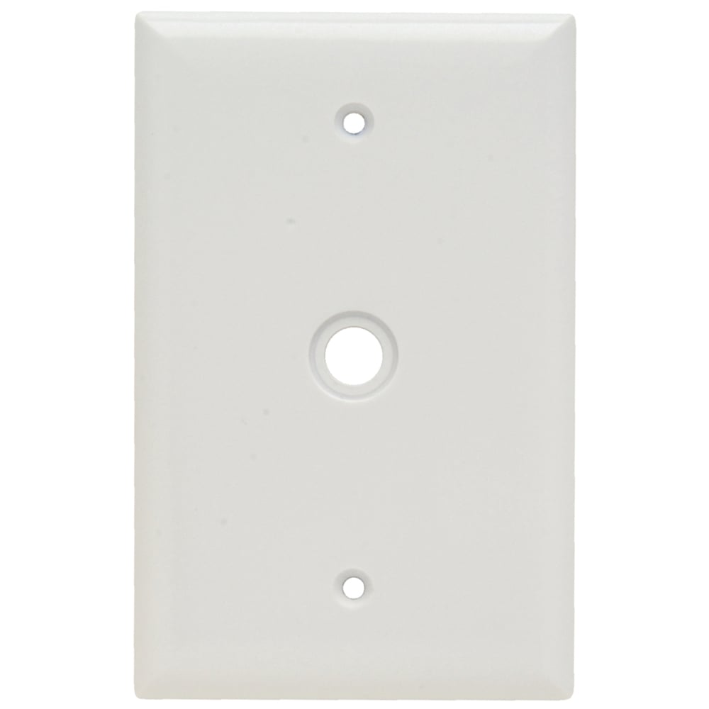 SPJ11W Junior Jumbo 1-Gang Thermoset Wall Plate, 053-in Round Opening for Telephone or Cable, White