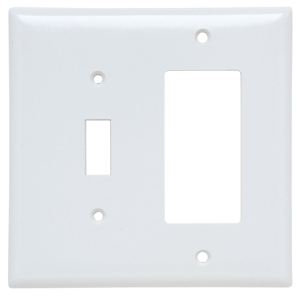 SPJ126W Combination Openings, 1 Toggle Switch and 1 Decorator, Two Gang, White