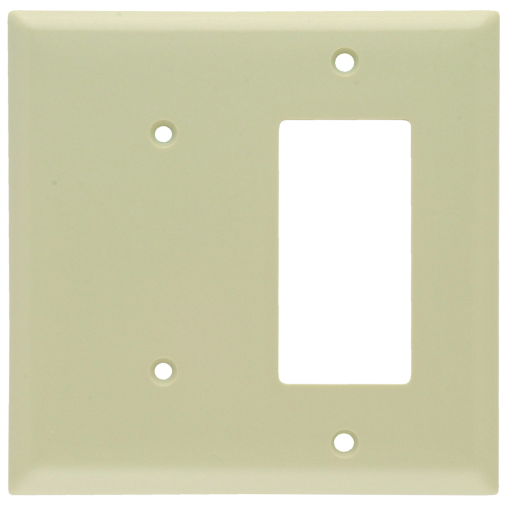 SPJ1426I Junior Jumbo 2-Gang Thermoset Wall Plate, 1 Blank, 1 Decorator, Ivory