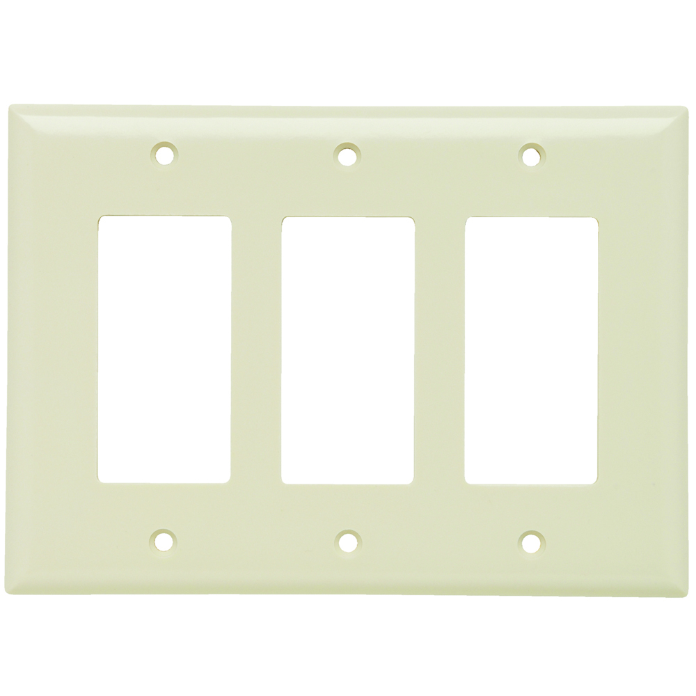 SPJ263LA Junior Jumbo 3-Gang Thermoset Wall Plate, 3 Decorator Openings, Light Almond