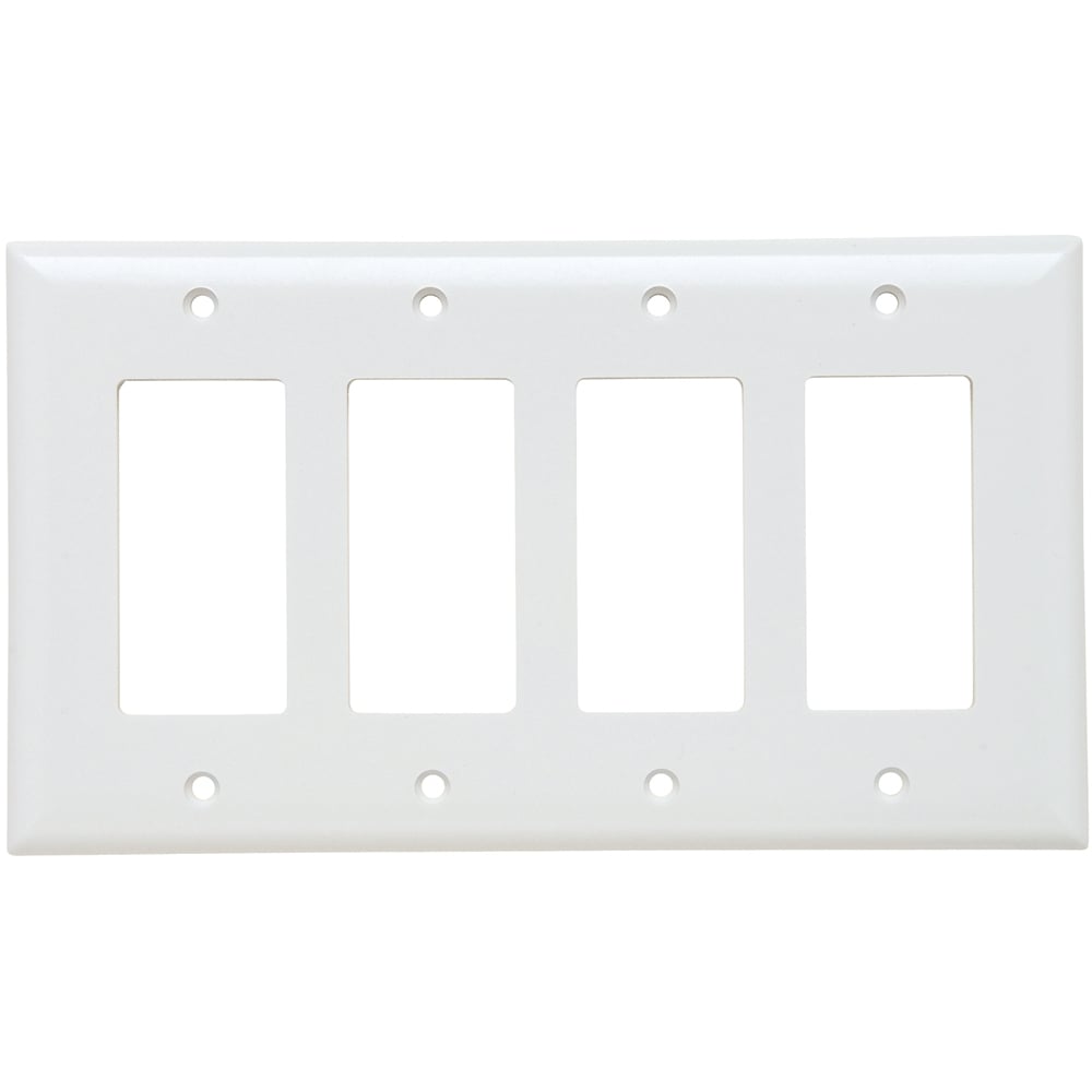 SPJ264W Junior Jumbo 4-Gang Thermoset Wall Plate, 4 Decorator Openings, White