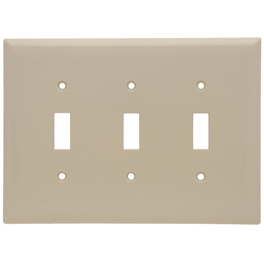 SPJ3I Junior Jumbo 3-Gang Thermoset Wall Plate, 3 Toggle Switch Openings, Ivory