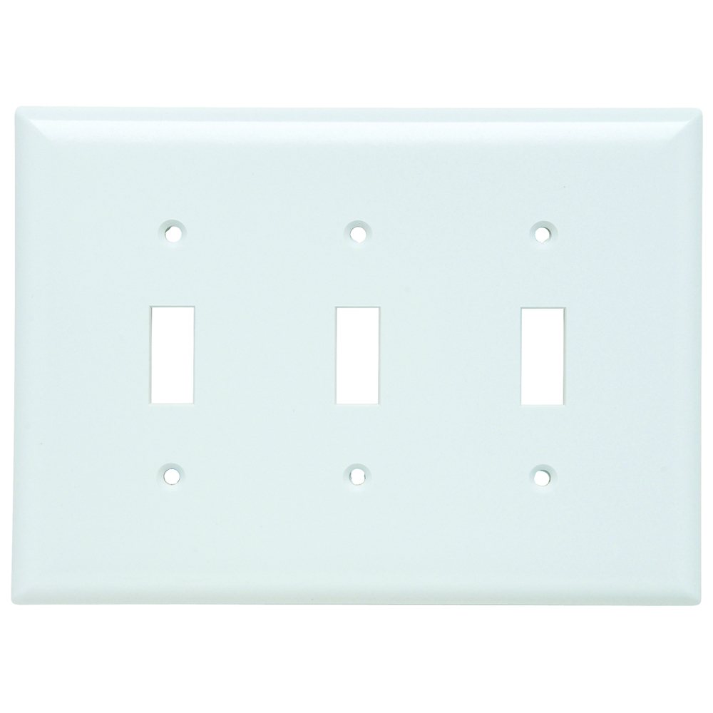 SPJ3W Junior Jumbo 3-Gang Thermoset Wall Plate, 3 Toggle Switch Openings, White