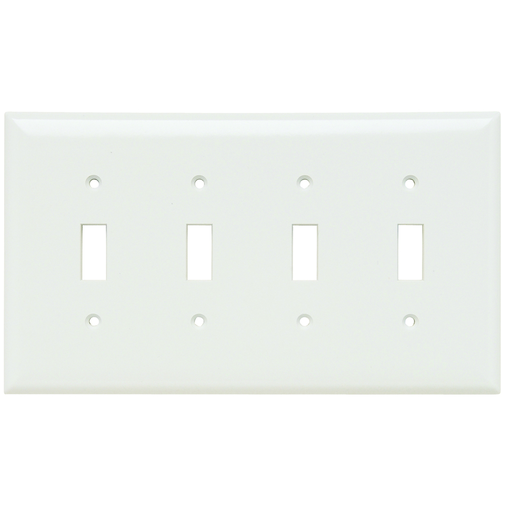 SPJ4W Junior Jumbo 4-Gang Thermoset Wall Plate, 4 Toggle Switch Openings, White