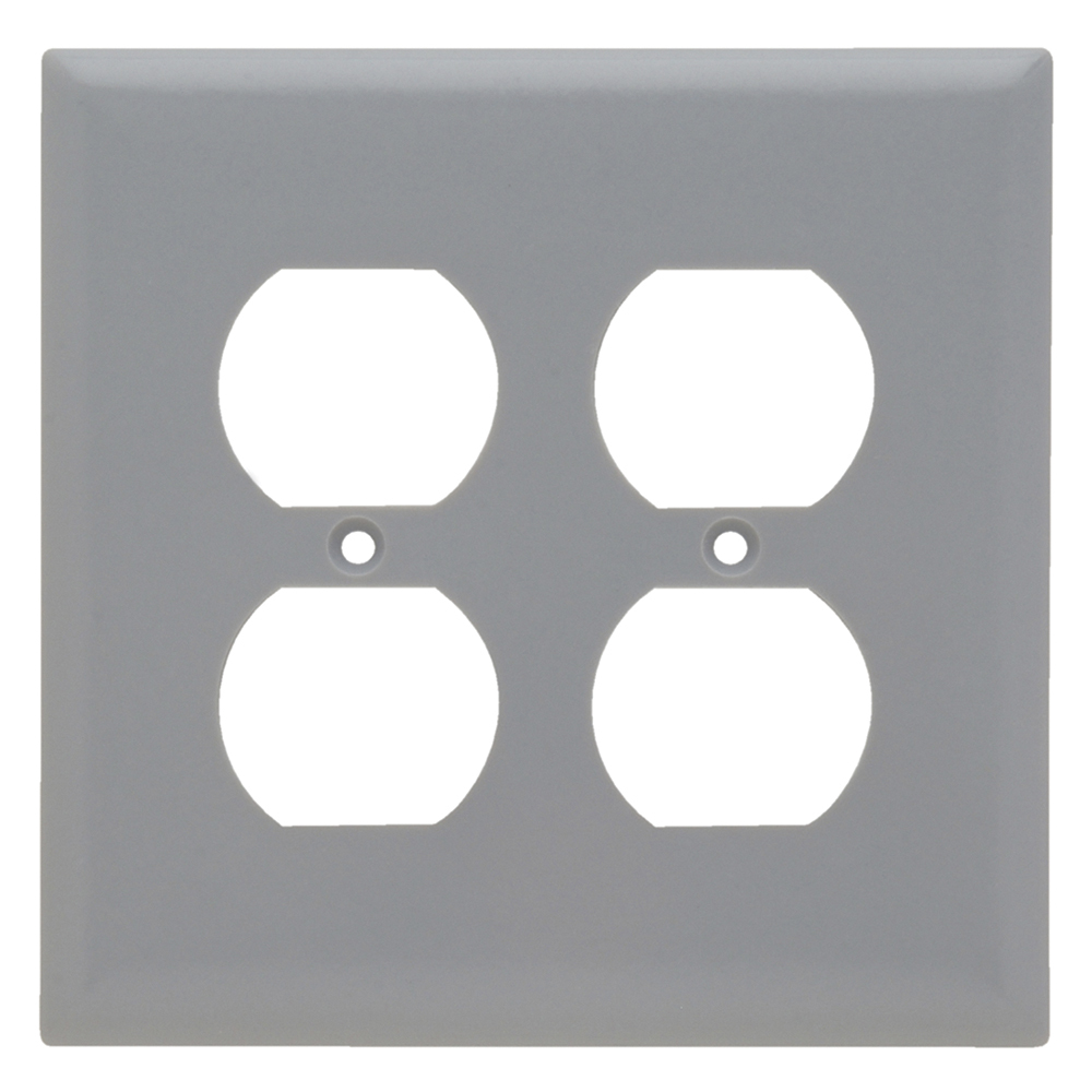 SPJ82GRY Junior Jumbo 2-Gang Thermoset Wall Plate, 2 Duplex Receptacle Openings, Gray