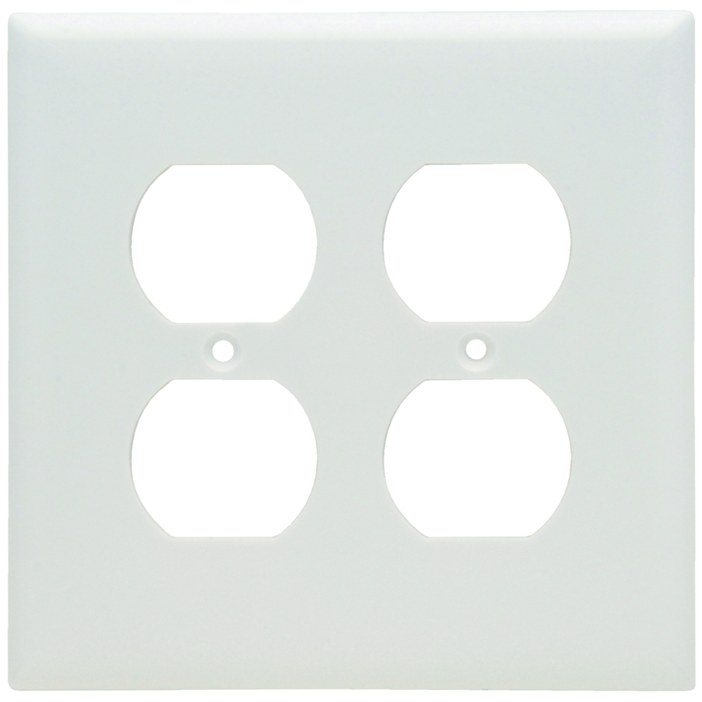 SPJ82W Junior Jumbo 2-Gang Thermoset Wall Plate, 2 Duplex Receptacle Openings, White