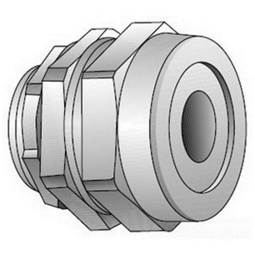 SR-504 Strain Relief Straight Cord Connector, 1/2 in Trade, 0.3 to 0.4 in Cable Openings, Malleable Iron, Zinc Plated