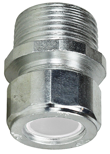 SR50A350 Straight Strain Relief Connector, 1/2 in Trade, 0.25 to 0.35 in Cable Openings, Steel, Zinc Plated