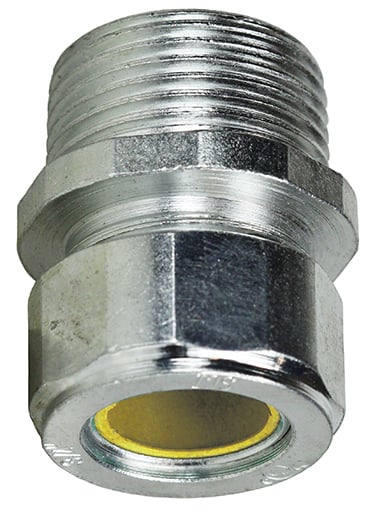 SR75B750 Strain Relief Electrical Connector, 3/4 in Trade, 0.65 to 0.75 in Cable Openings, Steel, Zinc Plated