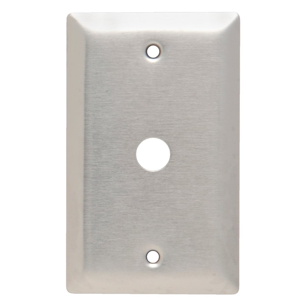 SS11 1-Gang 302/304 Stainless Steel Wall Plate, 053-in Diameter Round Opening