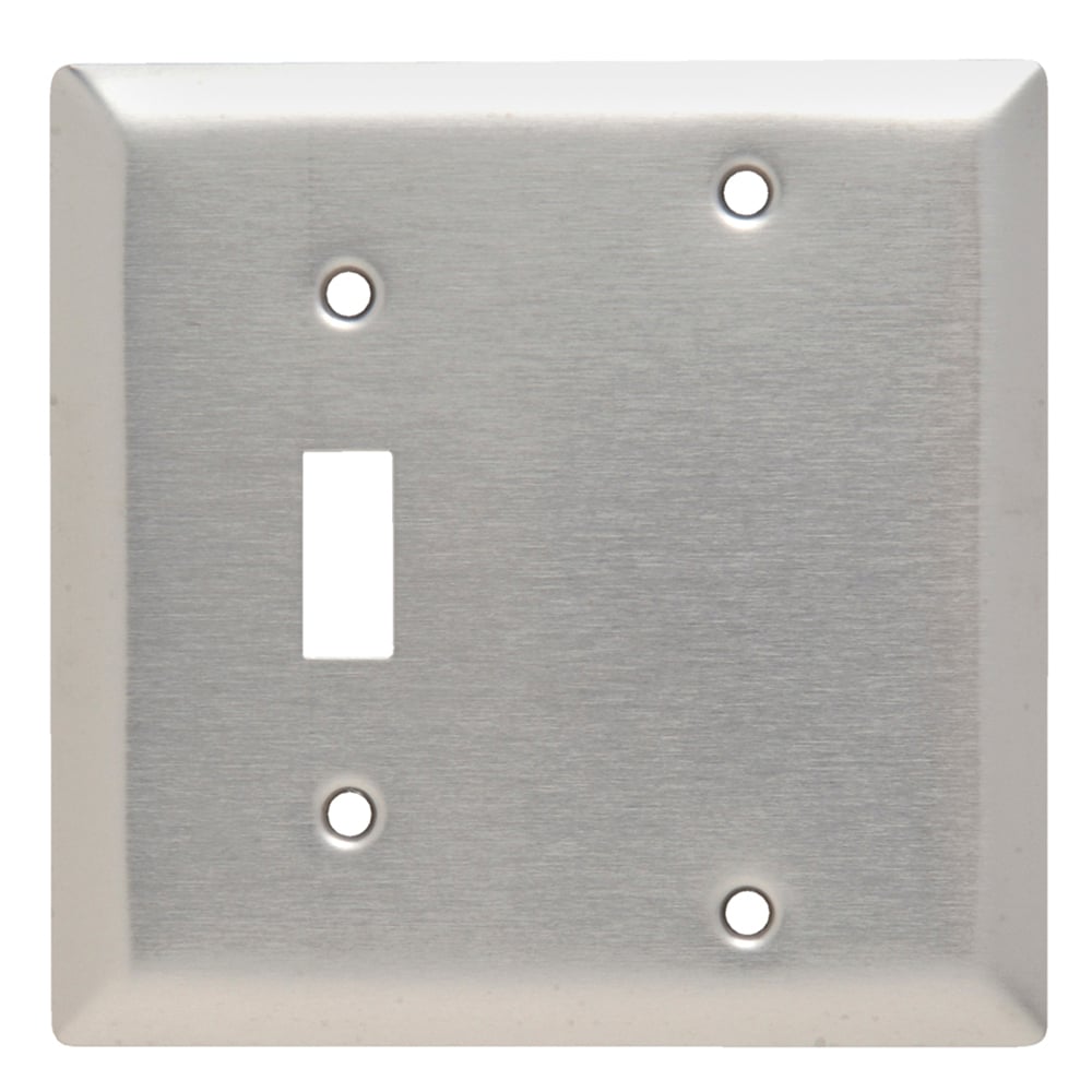 SS113 Combination Openings, 1 Toggle Switch and 1 Blank, Two Gang, 302/304 Stainless Steel