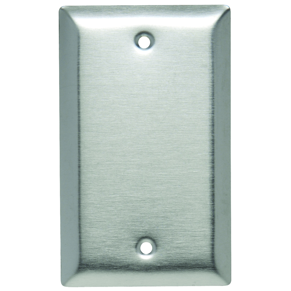SS13 1-Gang 302/304 Stainless Steel Wall Plate, Blank, Box Mounted