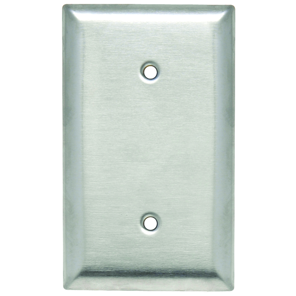 SS14 1-Gang 302/304 Stainless Steel Wall Plate, Blank, Strap Mounted