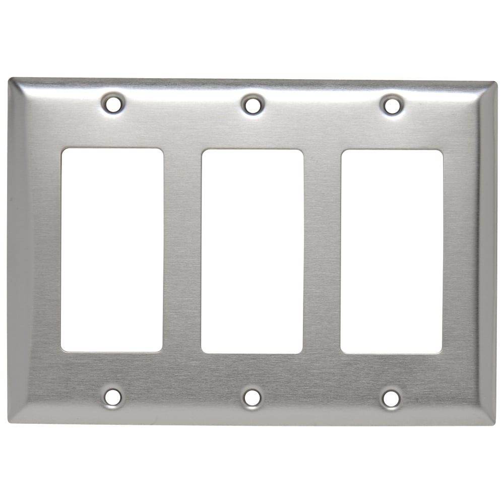 SS263 3-Gang 302/304 Stainless Steel Wall Plate, 3 Decorator Openings