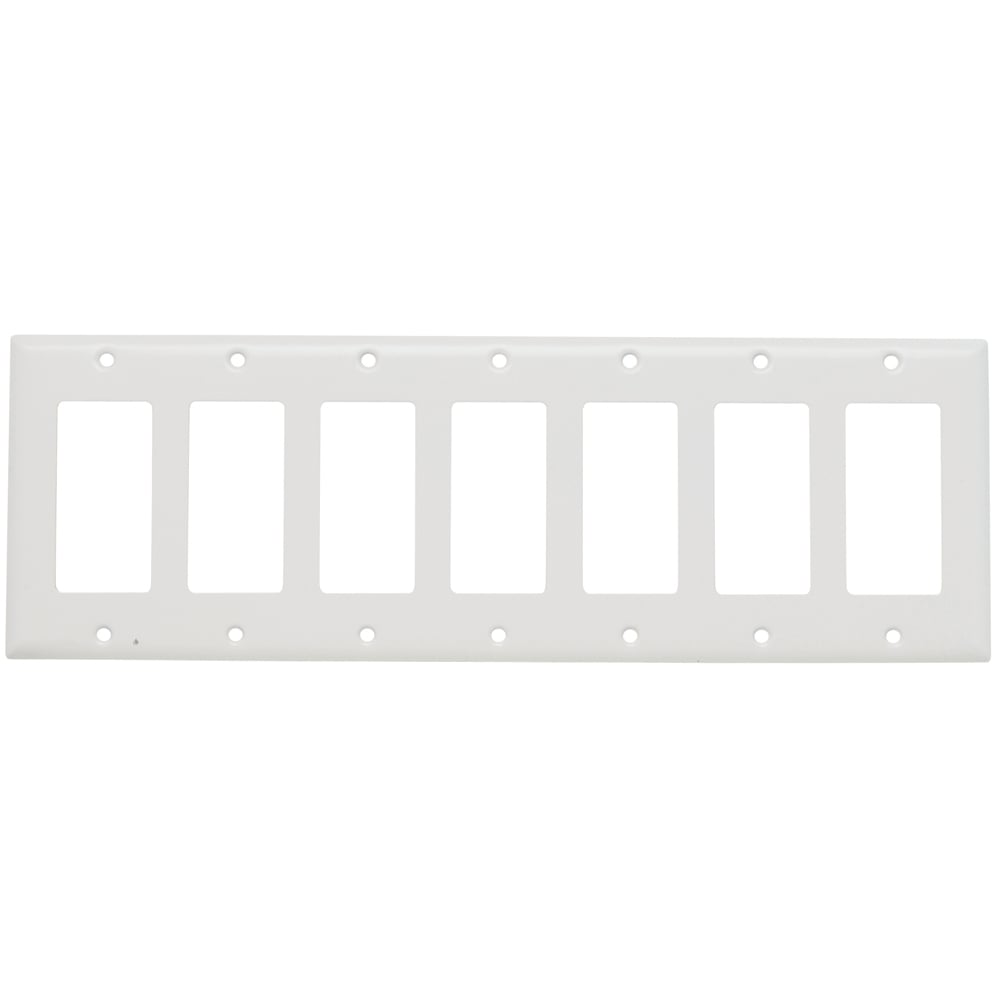 SS267W 7-Gang 302/304 Stainless Steel Wall Plate, Decorator Openings, Painted White