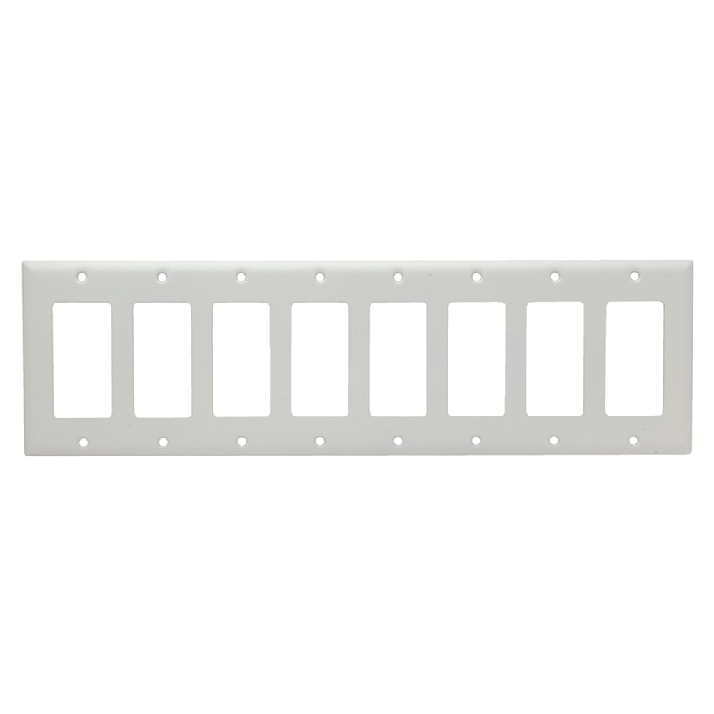SS268W 8-Gang 302/304 Stainless Steel Wall Plate, Decorator Openings, Painted White