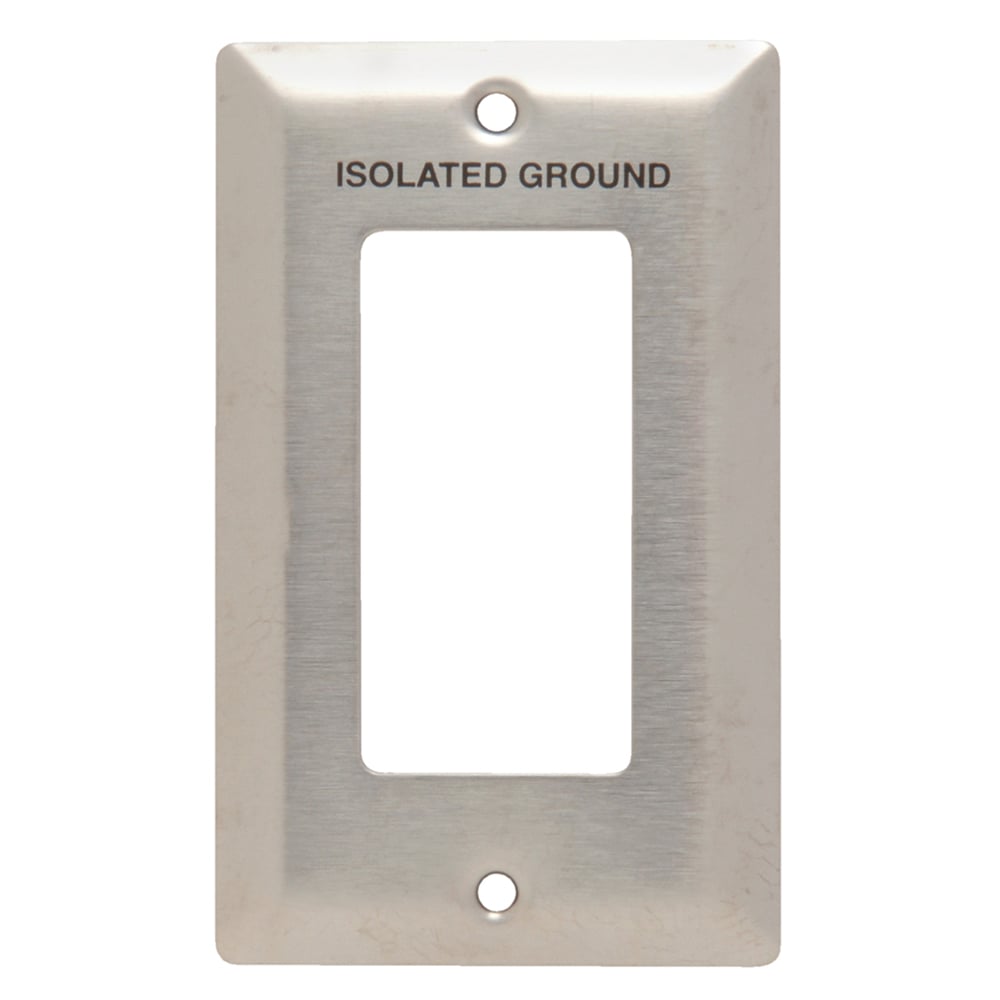 SS26IG 1-Gang 302/304 Stainless Steel Wall Plate, Decorator Opening, Pad Printed "Isolated Ground"