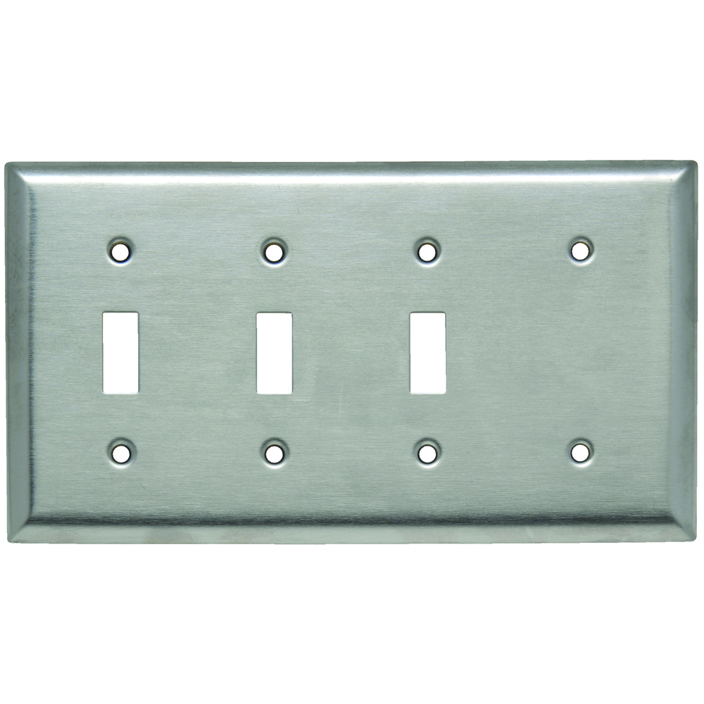 SS314 4-Gang 302/304 Stainless Steel Wall Plate, 3 Toggle Switch, 1 Blank