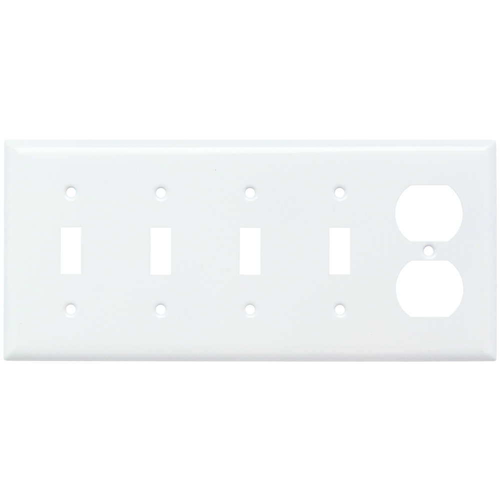SS48W Duplex Wall Plate, Stainless Steel, 5-Gang 302/304, Painted White