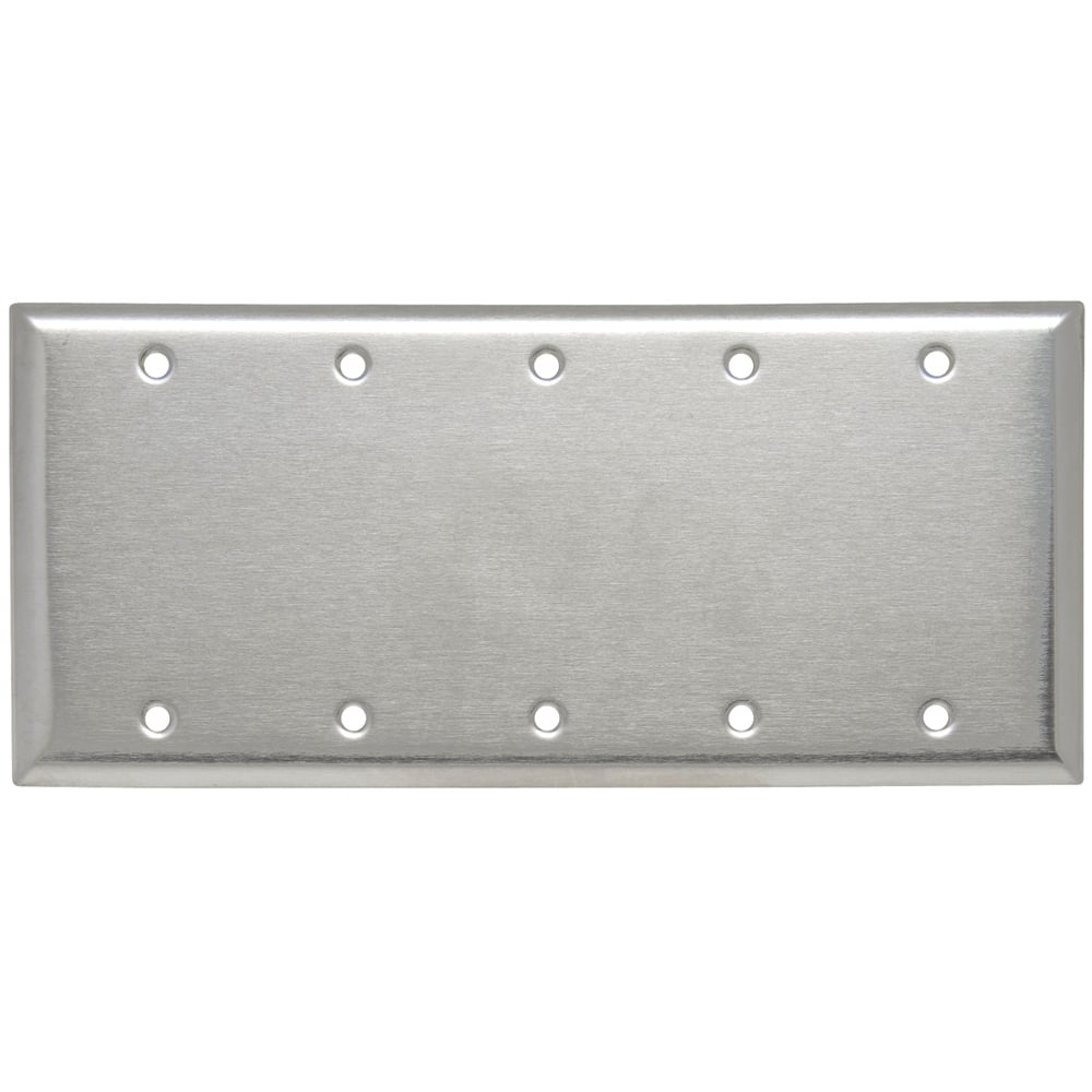SS53 5-Gang 302/304 Stainless Steel Wall Plate, Blank, Box Mounted