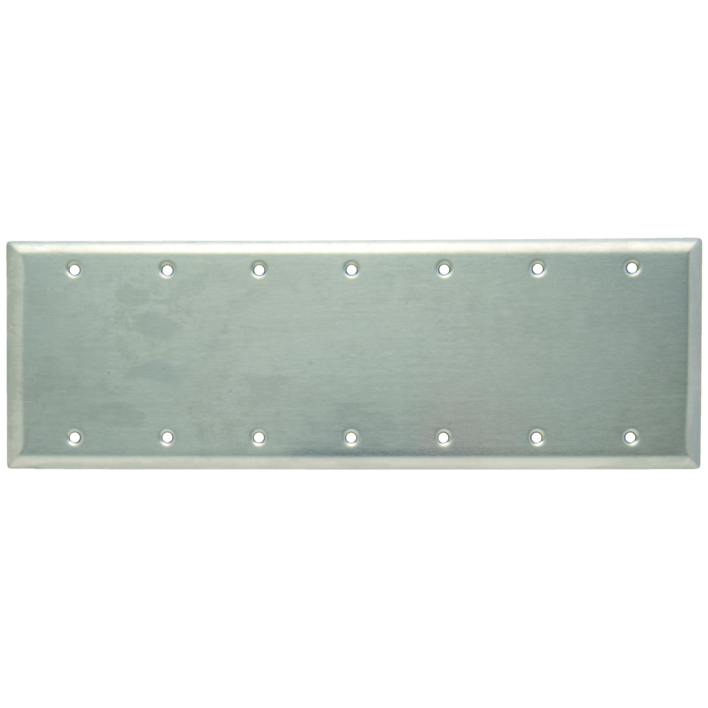 SS601 7-Gang 302/304 Stainless Steel Wall Plate, Toggle Switch Openings