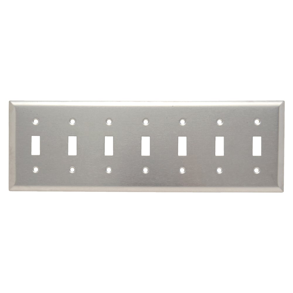 SS6013 7-Gang 302/304 Stainless Steel Wall Plate, Blank, Box Mounted