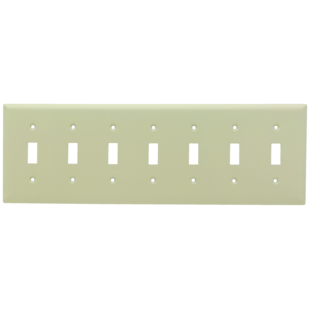 SS601I 7-Gang 302/304 Stainless Steel Wall Plate, Toggle Switch Openings, Painted Ivory