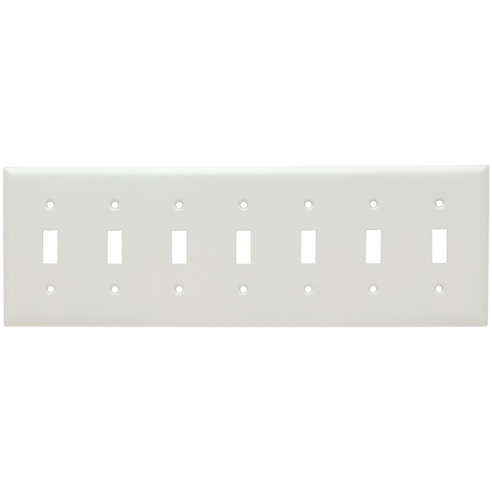 SS601W 7-Gang 302/304 Stainless Steel Wall Plate, Toggle Switch Openings, Painted White