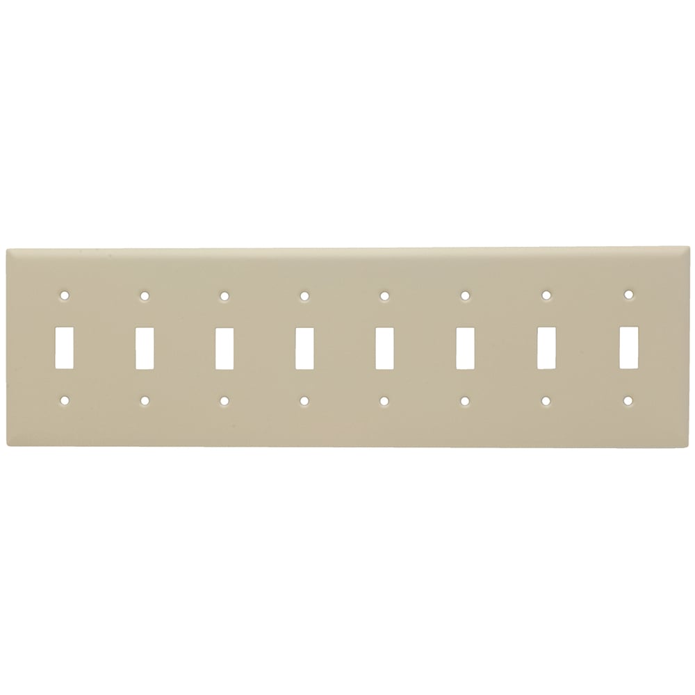 SS602I 8-Gang 302/304 Stainless Steel Wall Plate, Toggle Switch Openings, Painted Ivory