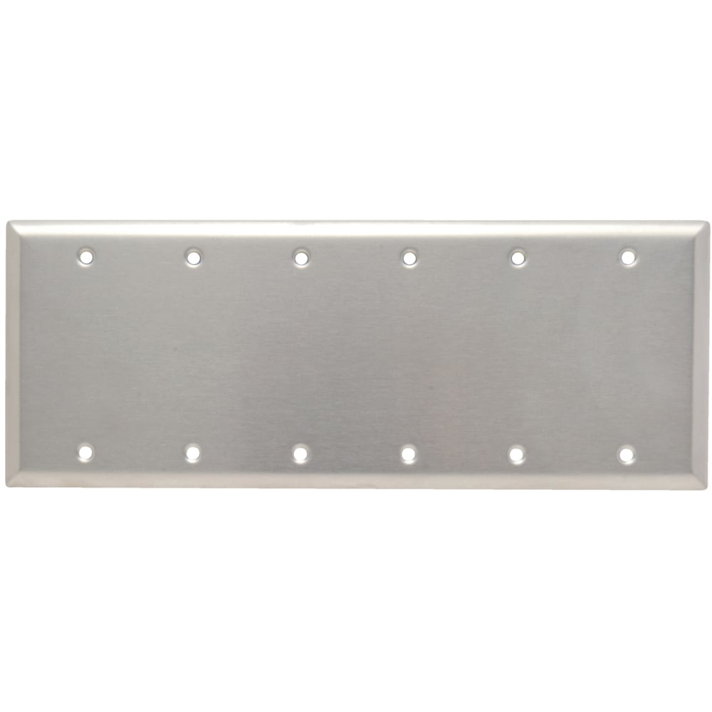 SS63 6-Gang 302/304 Stainless Steel Wall Plate, Blank, Box Mounted