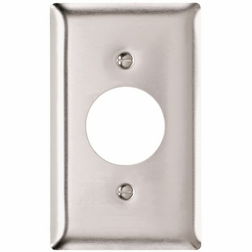 SS7 1-Gang 302/304 Stainless Steel Wall Plate, Single Receptacle Openings