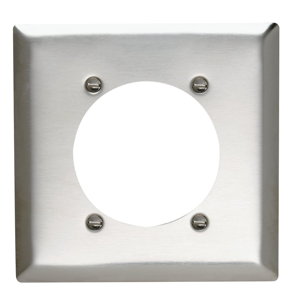 SS701 2-Gang 302/304 Stainless Steel Wall Plate, Power Outlet Receptacle 2375-in Diameter Opening