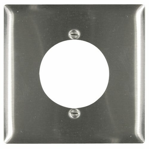 SS702 2-Gang 302/304 Stainless Steel Wall Plate, Power Outlet Receptacle 21563-in Diameter Opening